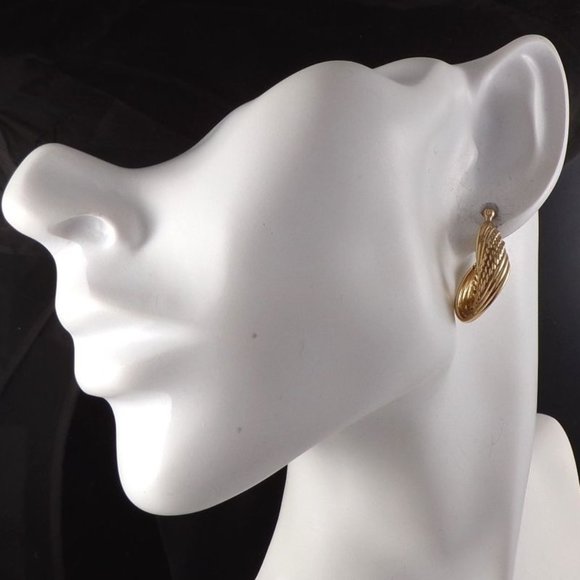 Solid 14K Yellow Gold Twisted Rope Muti Strand Hoop Earrings - Picture 3 of 5